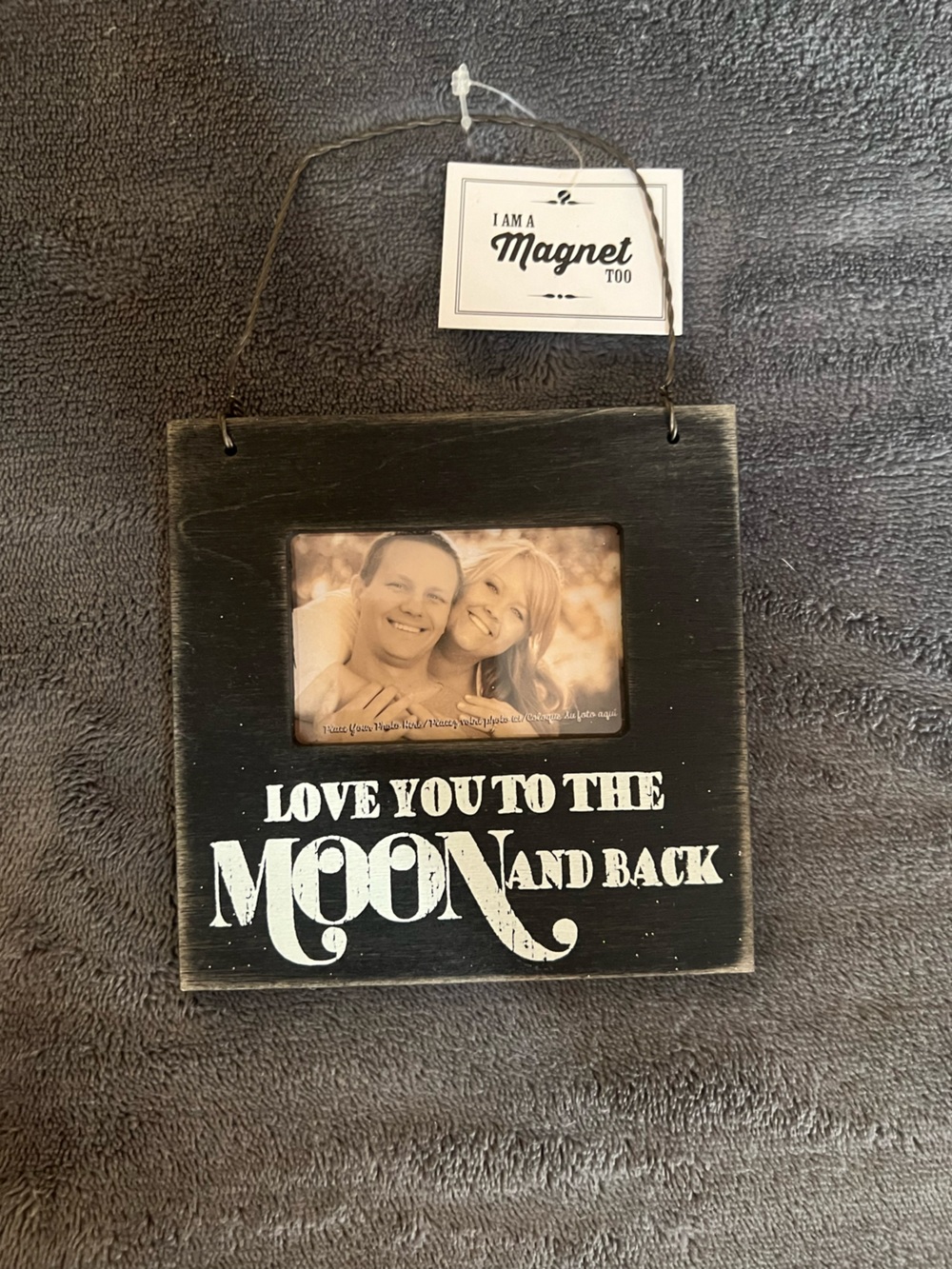 Love You to the Moon and Back Black Photo Frame - 4x4 Magnet, Ornament NWT